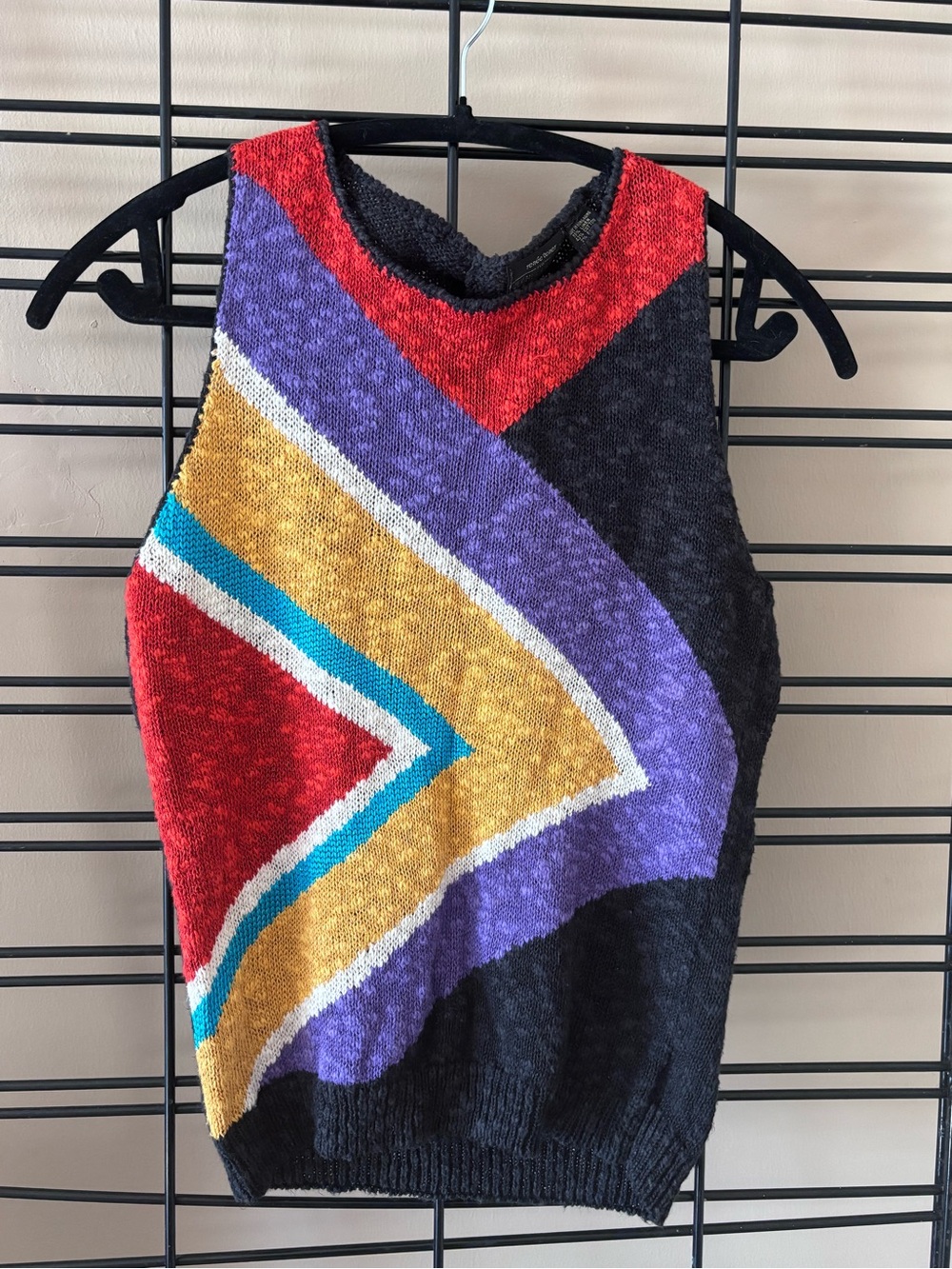 JEANNE PIERRE Sleeveless Chevron Tank in Black, Red, Purple, Gold, Teal, White